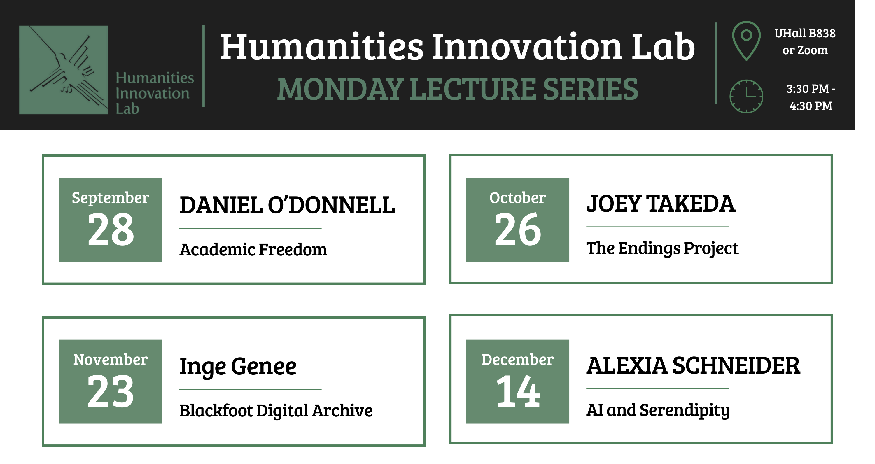Fall 2026 Monday Lecture Series Line-up Announced